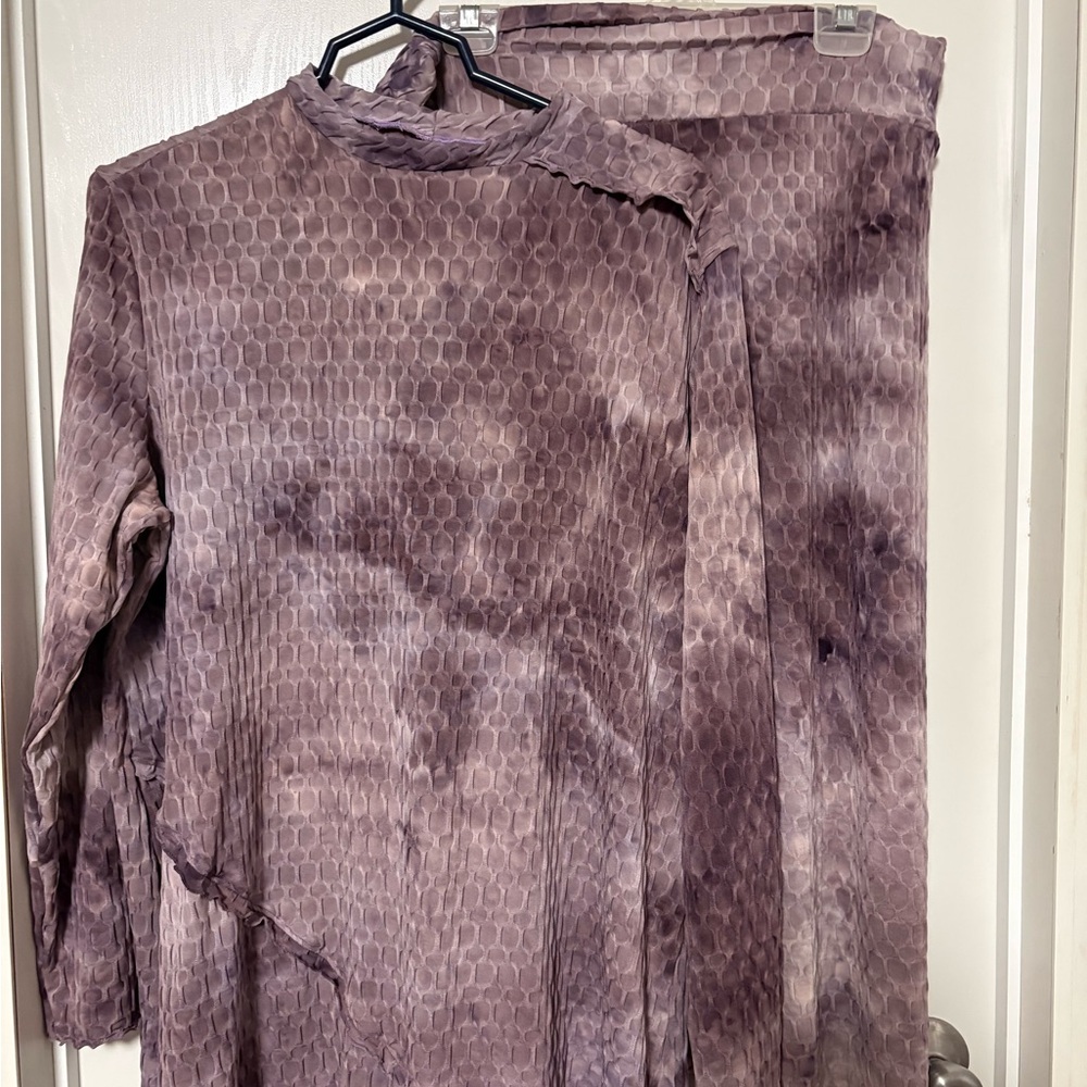 Purple Textured Long Sleeve Dress